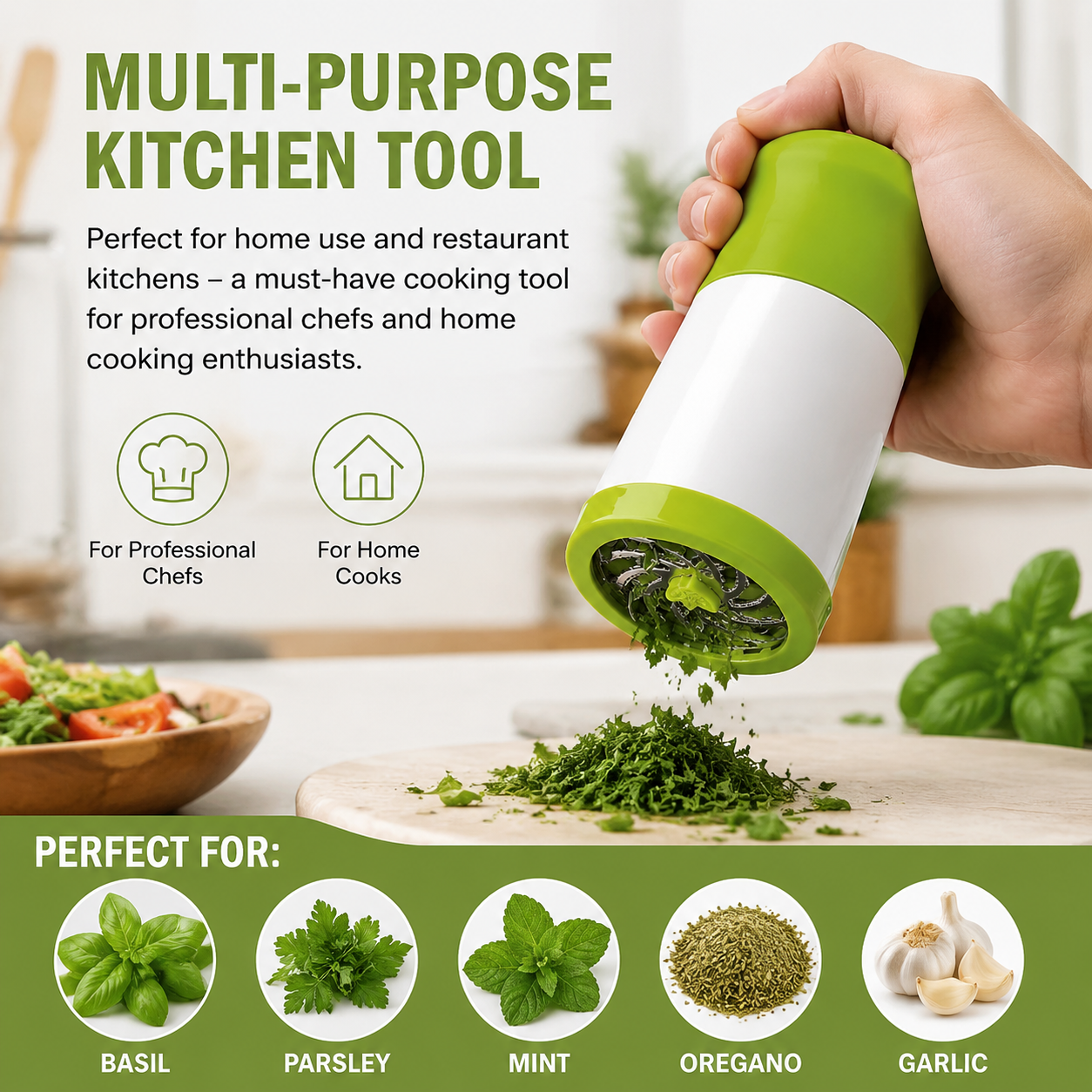 Herb Mill Chopper Cutter Mince Stainless Steel Blades Safely