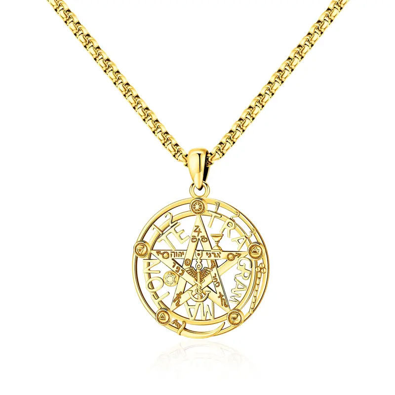 Tetragrammaton Pentacle Necklace Pentagram Protection Amulet Wicca Jewelry