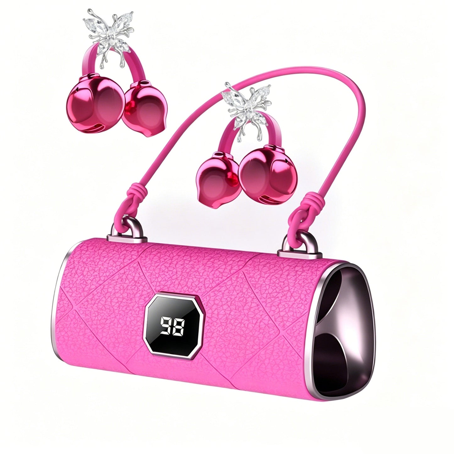X22 Fashionable Clip On Wireless Headphones-Handbag?Style Handbag & Butterfly Crystal-Buckle Earrings