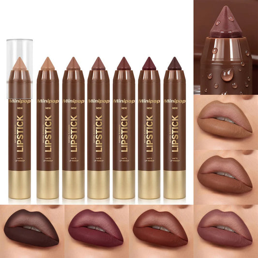 6Pcs Mauve Matte Brown Lip Liner and Lipstick Combo Set Kit