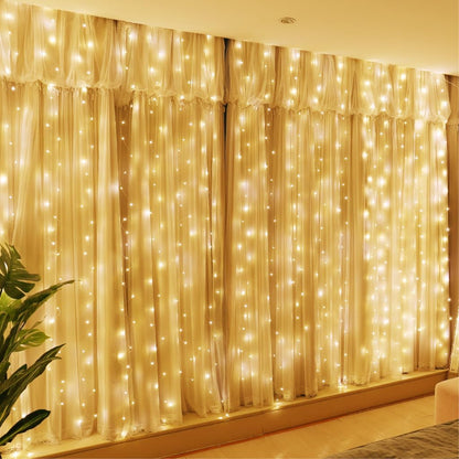 300LED Fairy Curtain Lights, 10×10 Ft USB Plug- Bedroom Backdrop Wedding Indoor Wall Decor