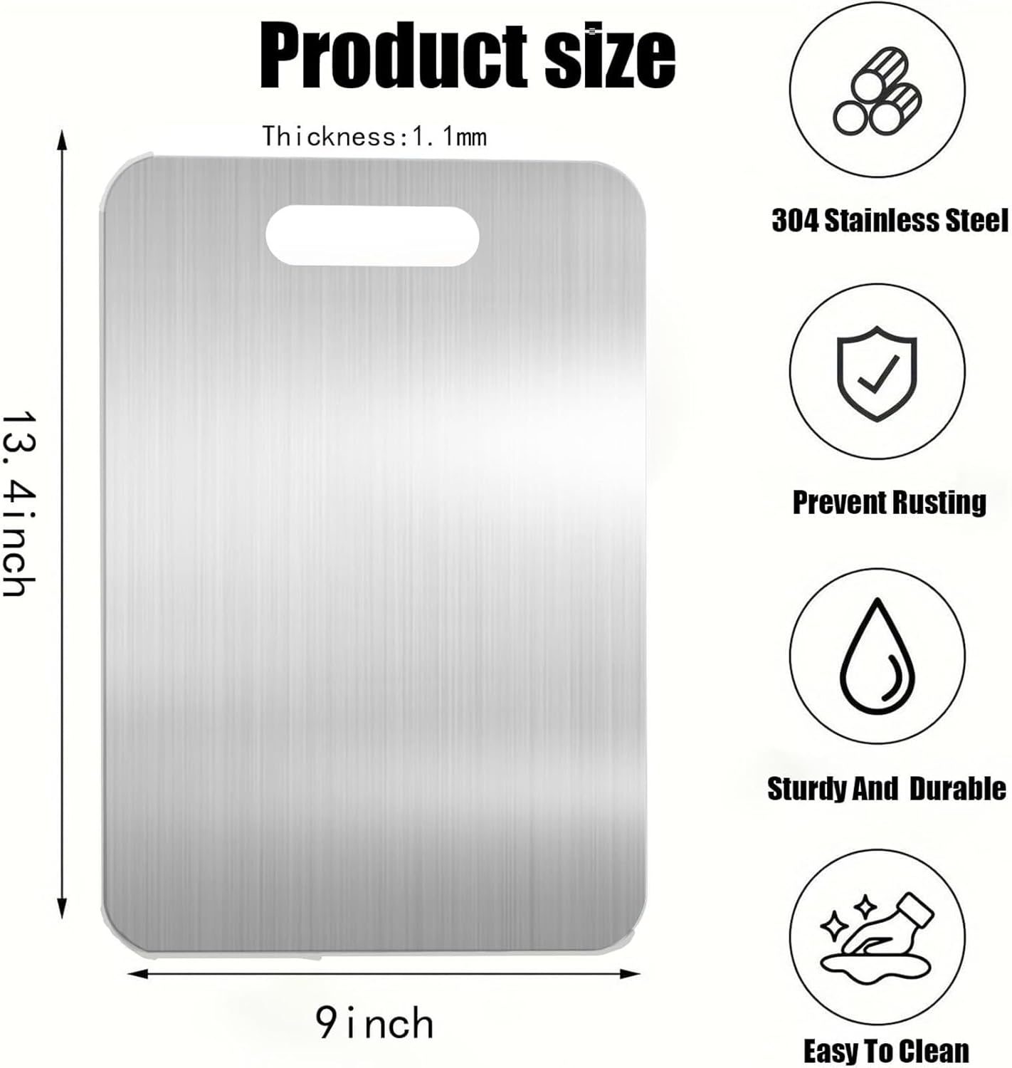 304 Stainless Steel Cutting Board for Kitchen, Non Toxic Cutting Boards