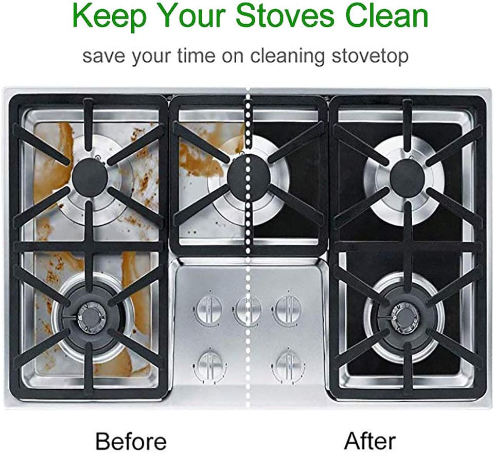 4Pcs Reusable Non-Stick Gas Stove Burner Covers, Gas Stove Burner Liners