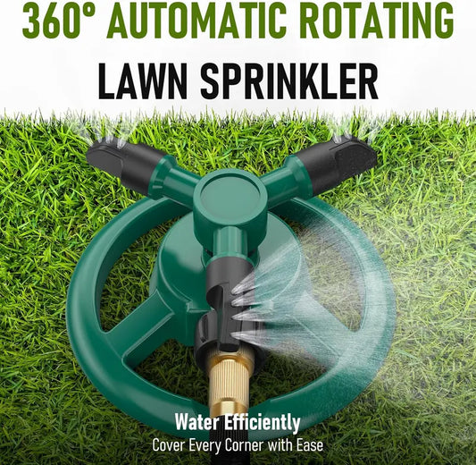 360¡ã Rotating Lawn Sprinkler, Automatic Garden Water Sprinkler with 3 Nozzles