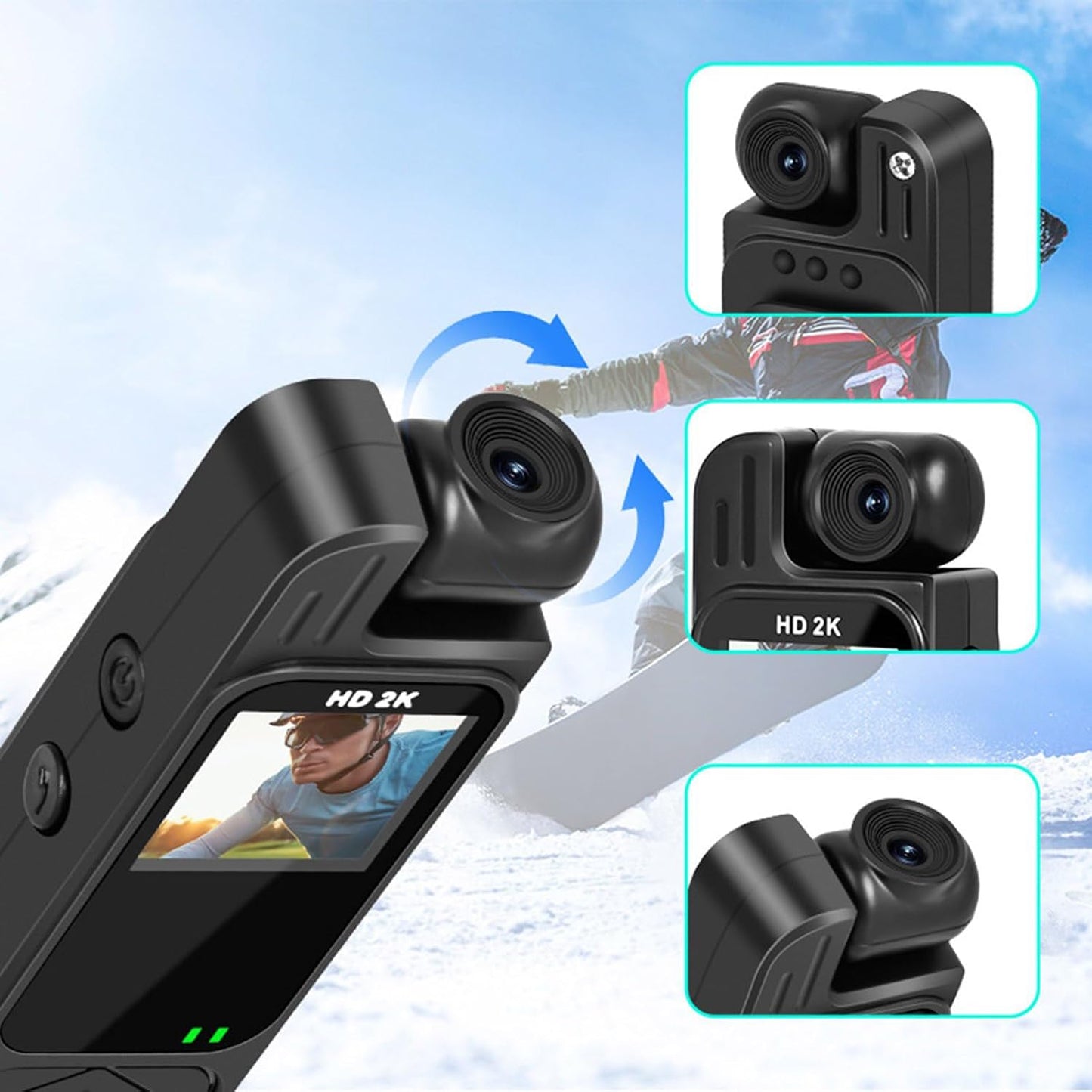 4K Body Camera with Audio and Video Recording with 180° Rotating Lens