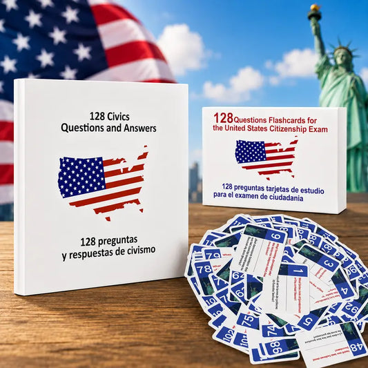 Portable US Citizenship Flash Cards 2026, with 128 Civics Questions and English Literacy Content for Naturalization Test