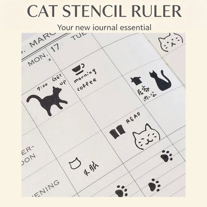 Hand-painted cat-themed ruler