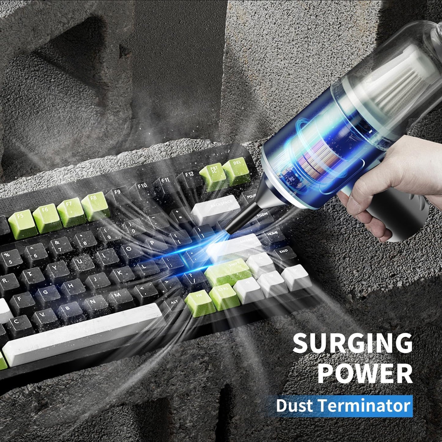 3-in-1 Multifunctional Compressed Air Duster, Keyboard Vacuum Cleaner, 12000PA Cordless Handheld Mini Vacuum
