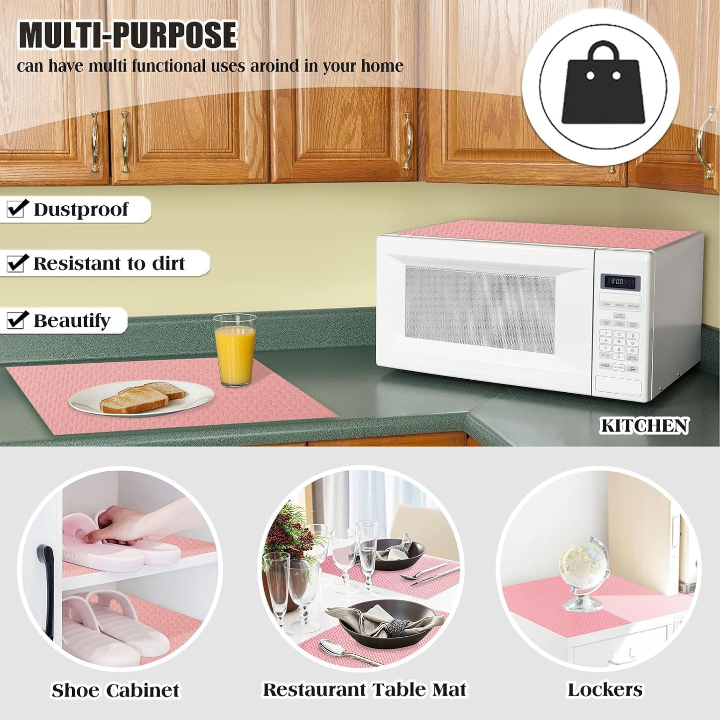4Pcs Refrigerator Liners for Shelves Non-Adhesive Shelf or Drawer Liner