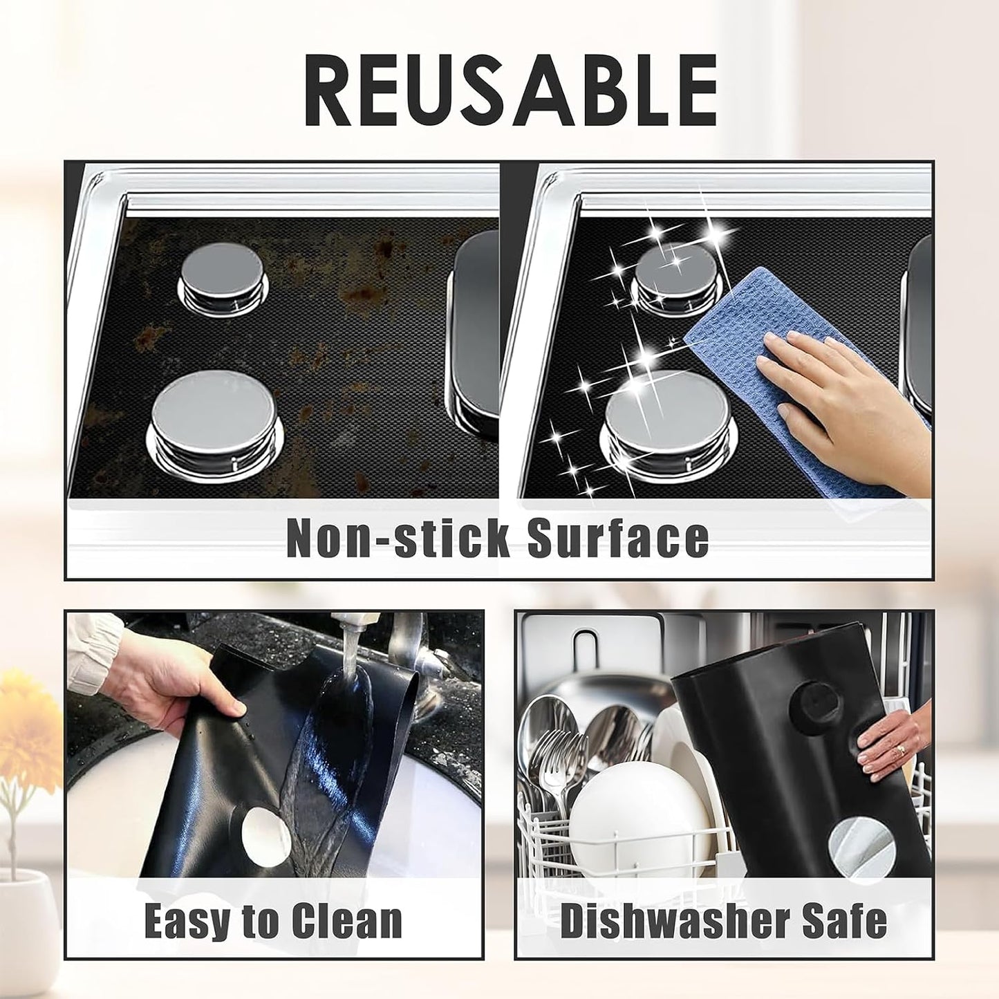 Gas Stove Burner Cover, Non-Stick Protector Liner Compatible with Samsung Gas Range