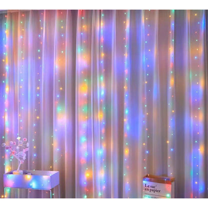 300LED Fairy Curtain Lights, 10×10 Ft USB Plug- Bedroom Backdrop Wedding Indoor Wall Decor