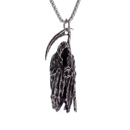 Gothic Grim Reaper Scythe Skull Necklace,The Reapers Pendant Set