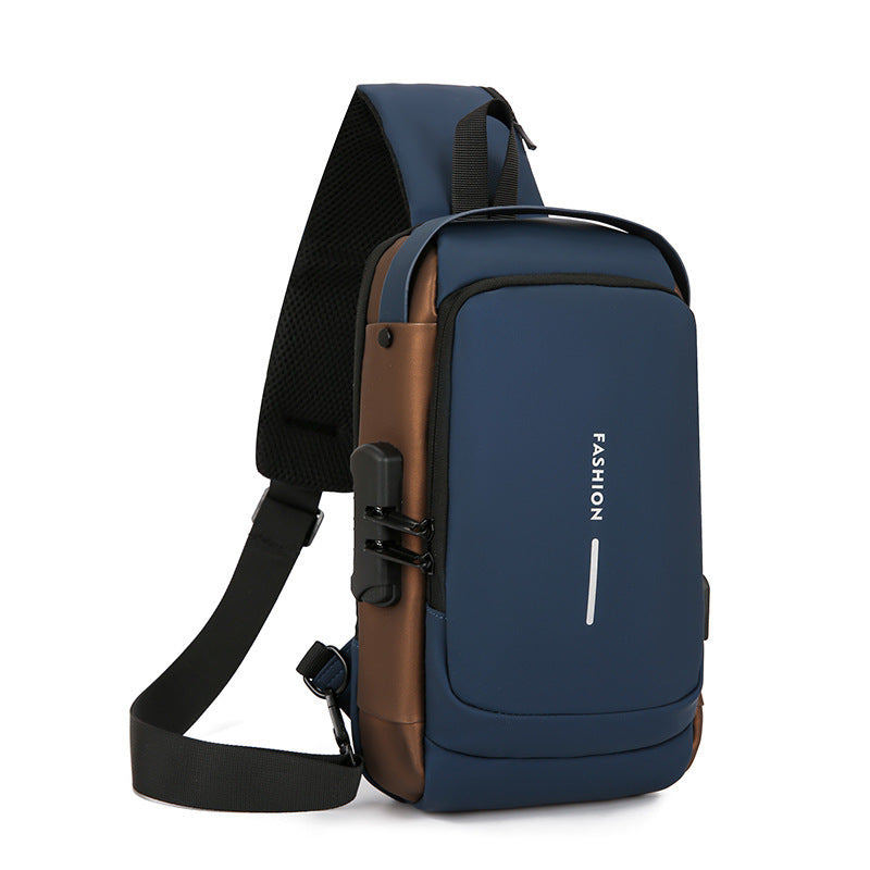 Travel Sling Bag Waterproof Crossbody Bag with Combination Lock Anti-Theft PU Leather Chest Bag