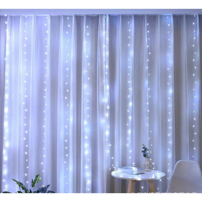 300LED Fairy Curtain Lights, 10×10 Ft USB Plug- Bedroom Backdrop Wedding Indoor Wall Decor