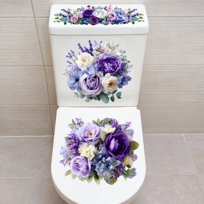 3-Piece Bathroom Toilet Sticker Set, PVC Self-Adhesive Decorative Decals