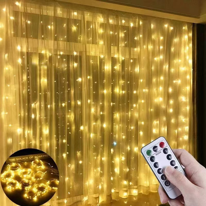 300LED Fairy Curtain Lights, 10×10 Ft USB Plug- Bedroom Backdrop Wedding Indoor Wall Decor