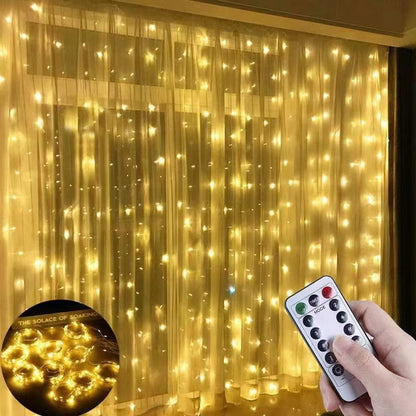 300LED Fairy Curtain Lights, 10×10 Ft USB Plug- Bedroom Backdrop Wedding Indoor Wall Decor
