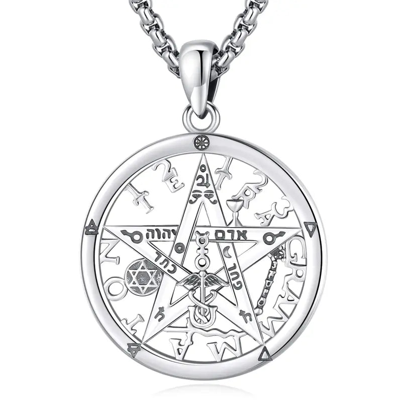 Tetragrammaton Pentacle Necklace Pentagram Protection Amulet Wicca Jewelry